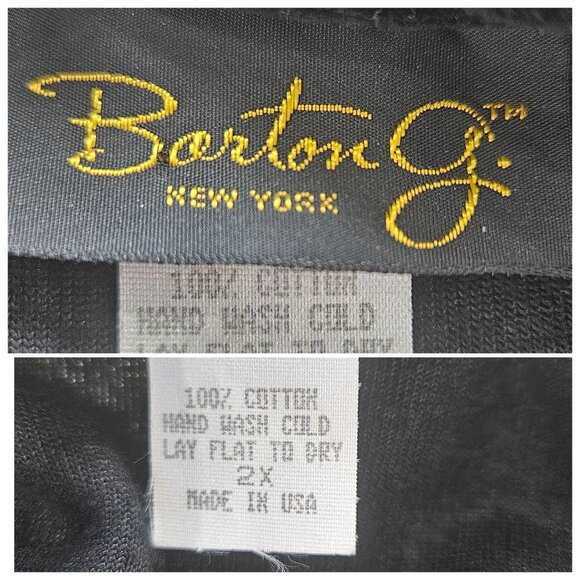 Barton G. Tunic Top Mini Dress Black Velour 2X Metal Studded Collar Half-Zip USA - Picture 8 of 9